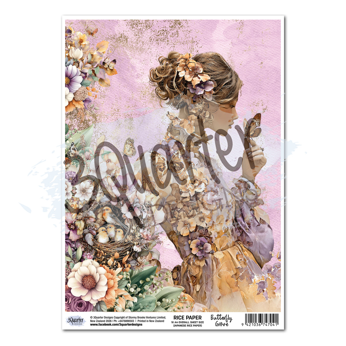 3 Quarter Designs Butterfly Grove Rice Paper