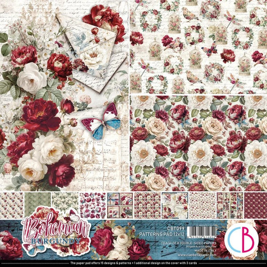 Ciao Bella Bohemian Burgundy 12"x12" Paper Pad 12/Pkg