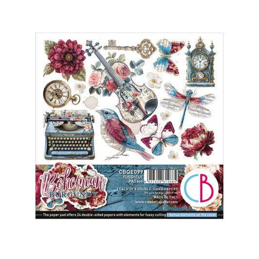 Ciao Bella Bohemian Burgundy 6″x6″ Fussy Cut Pad 24/Pkg