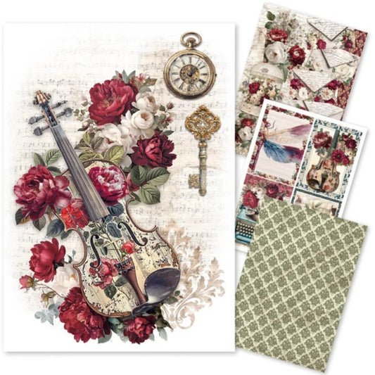 Ciao Bella Bohemian Burgundy A4 Mixed Rice Paper Pack 4/Pkt