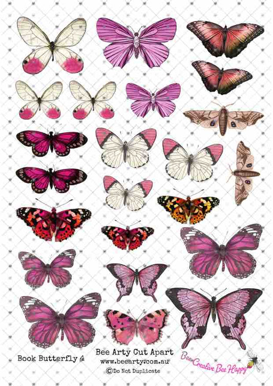 Bee Arty Book Butterfly 4 Cut a Part A4 Sheet