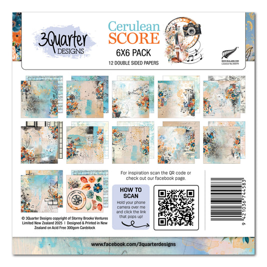 3 Quarter Designs Cerulean Score 6"x6" Paper Pack
