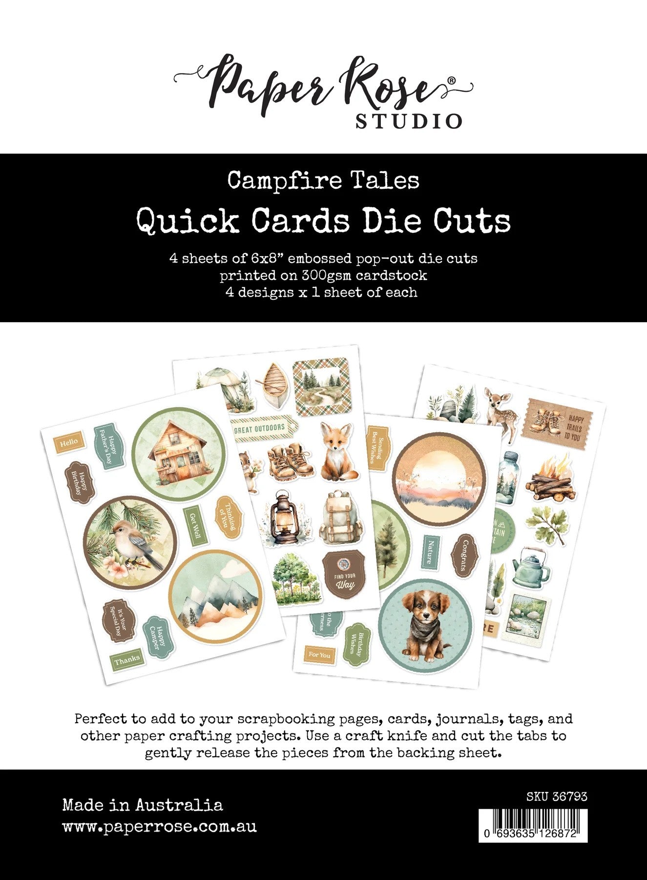 Paper Rose Campfire Tales 6"x8" Quick Cards Die Cuts