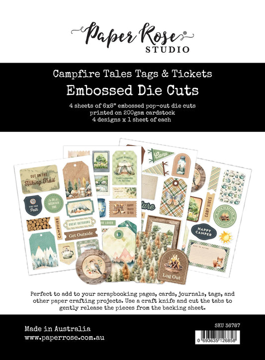 Paper Rose Campfire Tales 6"x8" Tags & Tickets Embossed Die Cuts
