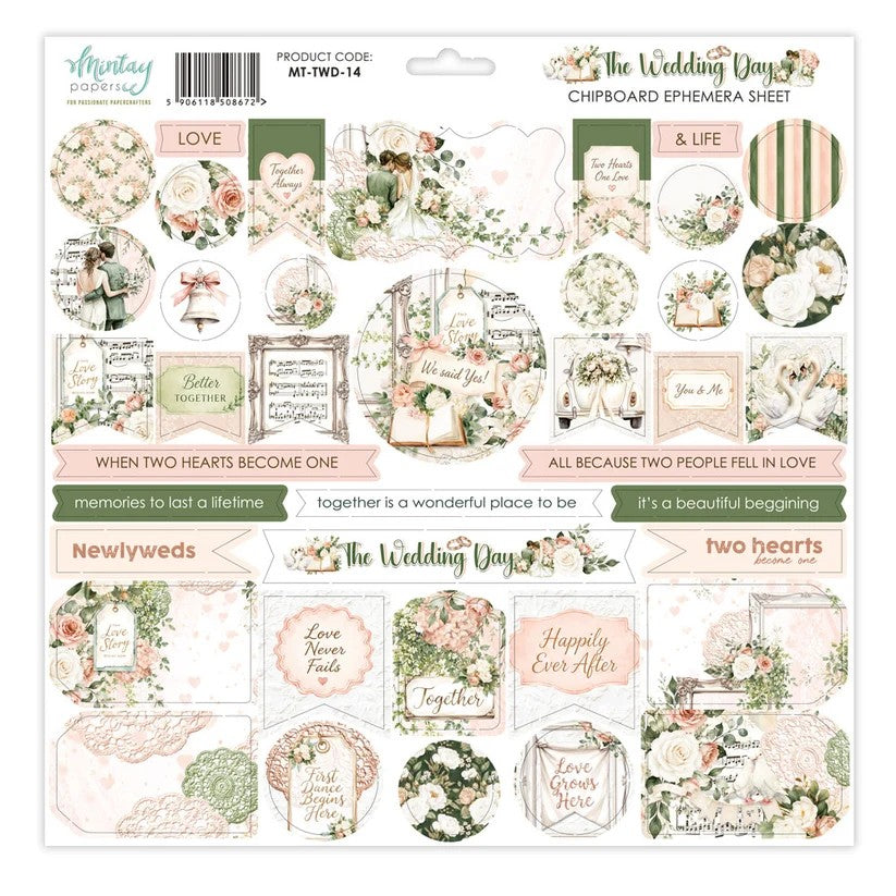 Mintay The Wedding Day Chipboard Ephemera Sheet