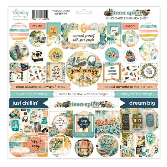 Mintay Teen Spirit Chipboard Ephemera Sheet