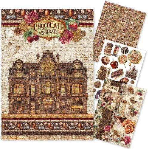 Ciao Bella Chocolate Wanderlust A4 Mixed Rice Paper Pack 4/Pkt