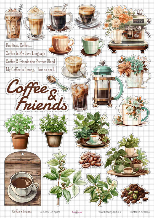Bee Arty Coffee & Friends A4 Cut Apart Sheet