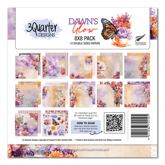 3 Quarter Designs Dawn's Glow 8"x8" Paper Pack