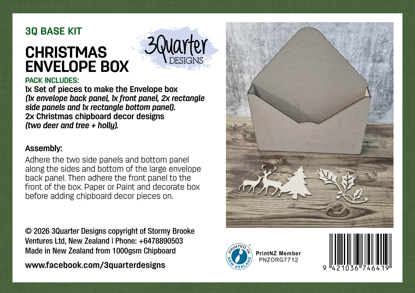 3 Quarter Designs Christmas Envelope Box