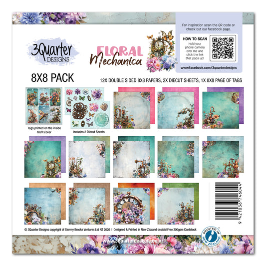 3 Quarter Designs Floral Mechanica 8'x8' Paper Collection Pack