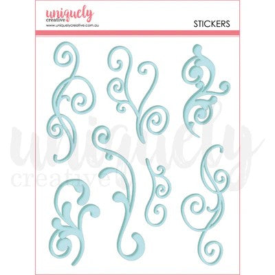 Uniquely Creative Blue Flourish Puffy Stickers