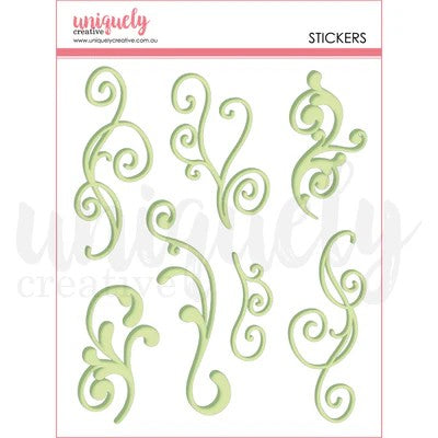 Uniquely Creative Green Flourish Puffy Stickers
