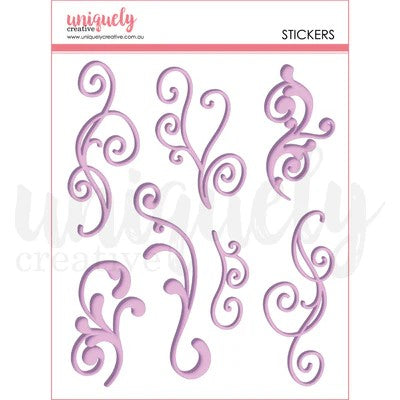 Uniquely Creative Purple Flourish Puffy Stickers
