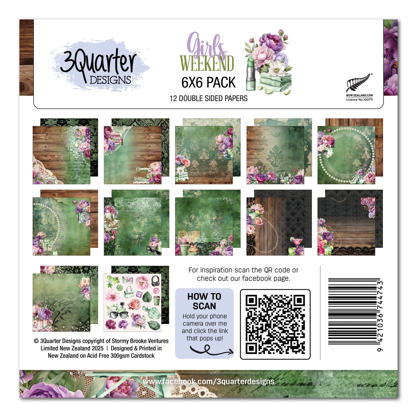 3 Quarter Designs Girls Weekend 6"×6" Paper Collection Pack