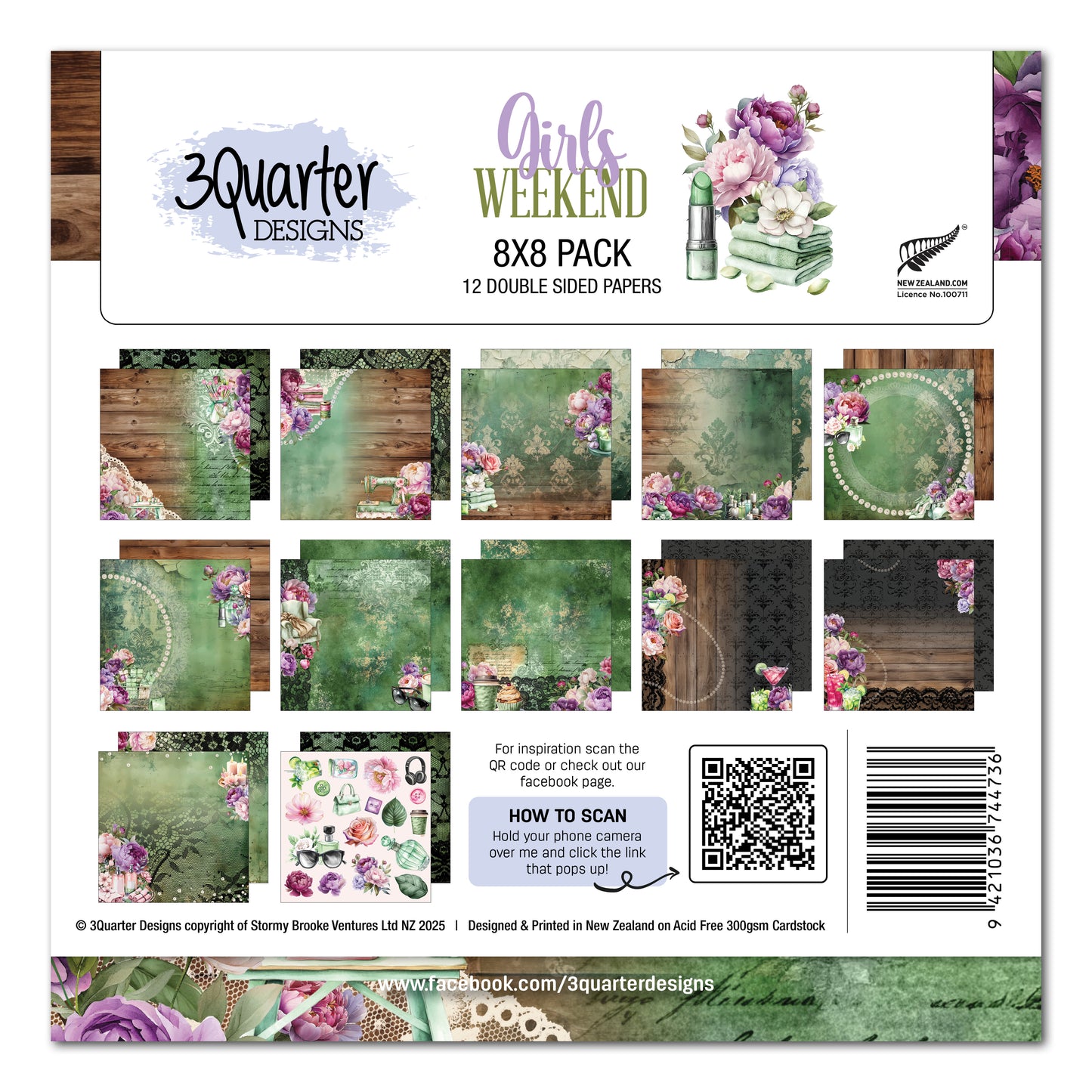 3 Quarter Designs Girls Weekend 8"×8" Paper Collection Pack