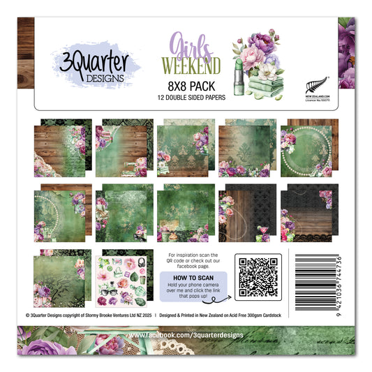 3 Quarter Designs Girls Weekend 8"×8" Paper Collection Pack