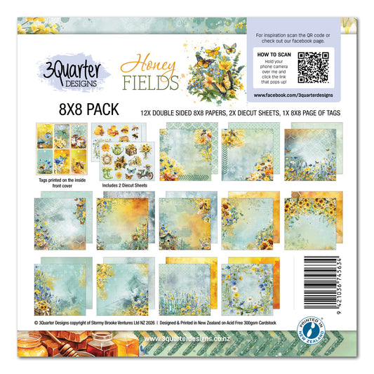 3 Quarter Designs Honey Fields 8"x8" Paper Pack