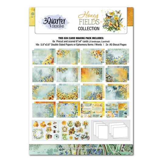 3 Quarter Designs Honey Fields 6"x4" Card Making Pack