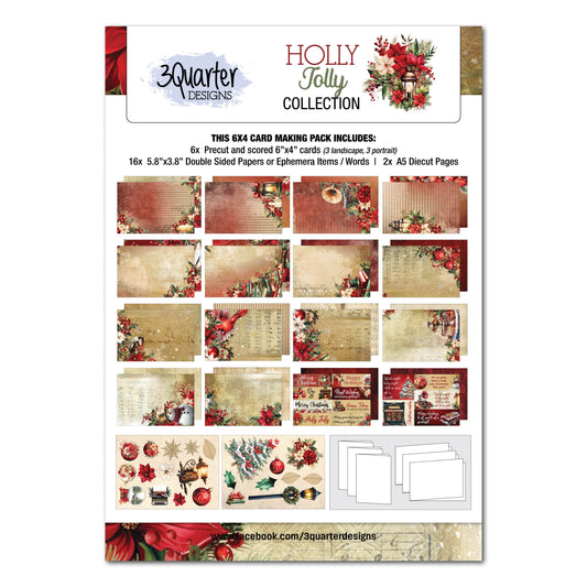3 Quarter Designs Holly Jolly 6"x4" Card Making Pack