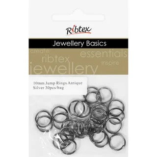 Ribtex 10mm Jump Rings - Antique Silver