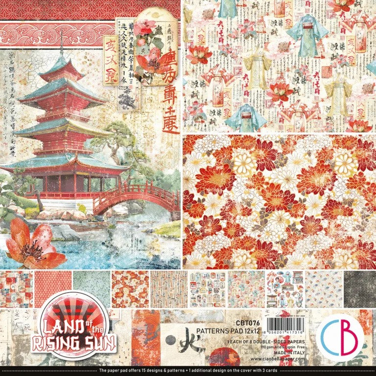 Ciao Bella Land of the Rising Sun Patterns Pad 12″x12″ 8/Pkg