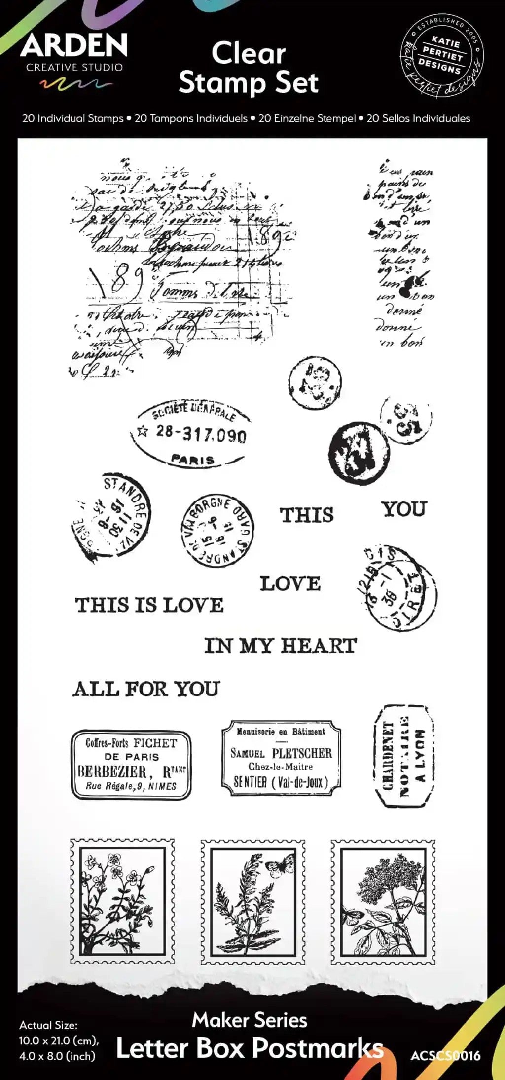 Arden Creative Studios Letter Box Postmarks Clear Stamp Set