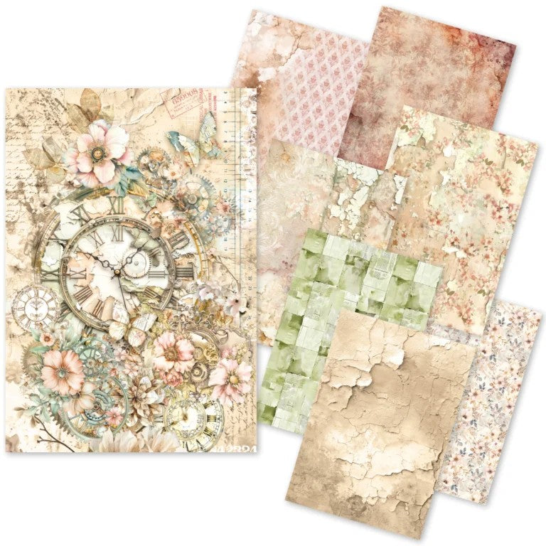 Ciao Bella Lu Mania Lost in Time A5 Mixed Media Rice Paper 8/Pkg