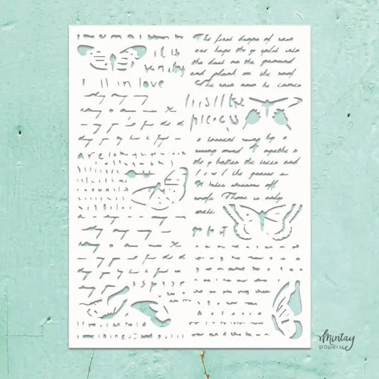 Mintay Kreativa Stencil - Butterflies & Script - Mixed 6