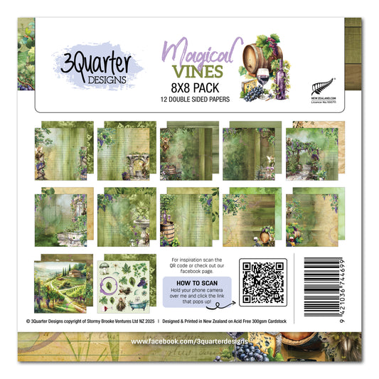 3 Quarter Designs Magical Vines 8"×8" Paper Collection Pack