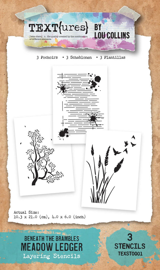Text(ures) by Lou Collins Beneath the Brambles Meadow Ledger Layering Stencils