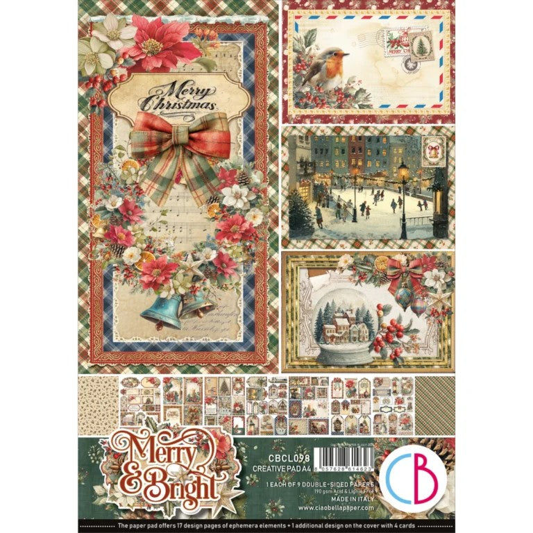 Ciao Bella Merry & Bright A4 Creative Pad 9/Pkg