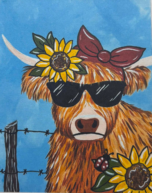 Dabble & Swish Summer Highland Country Cow Canvas Paint Kit