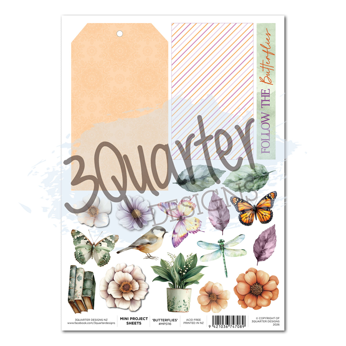 3 Quarter Designs Butterfly Grove (Butterflies) Mini Project Sheet