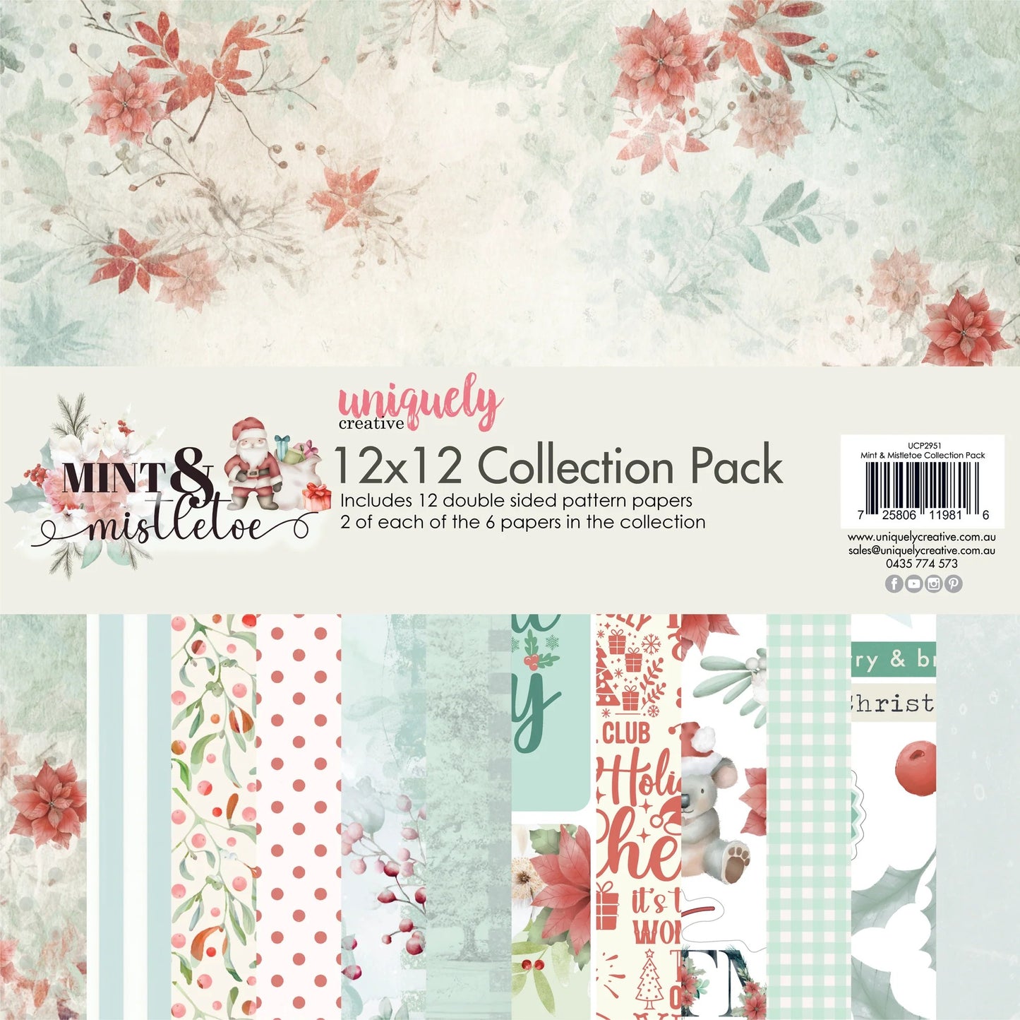 Uniquely Creative Mints & Mistletoe 12"x12" Paper Collection Pack