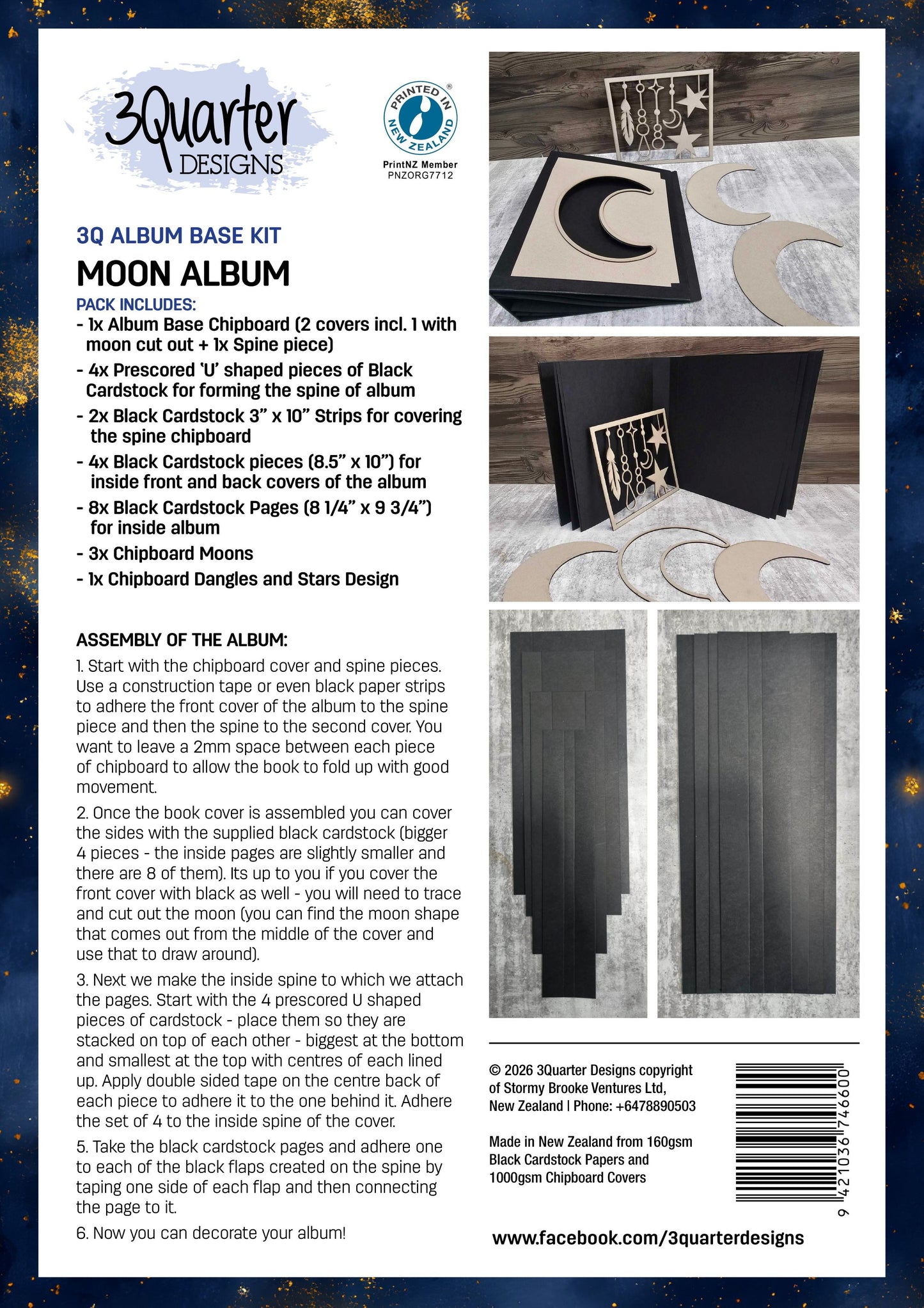 3 Quarter Designs Moon Box Chipboard Album