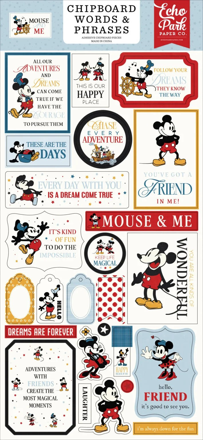 Echo Park Mouse and Me Chipboard Words & Phrases