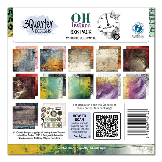3 Quarter Designs Oh Texture 6"x6" Paper Collection Pack