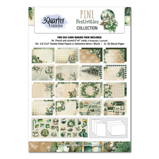 3 Quarter Designs Pine Festivities 6"x4" Card Making Kit