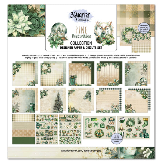 3 Quarter Designs Pine Festivities 12"x12" Paper Collection Pack