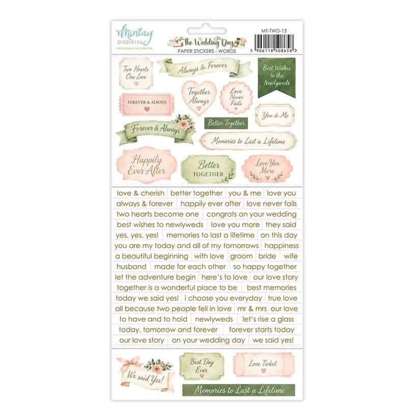 Mintay The Wedding Day Paper Stickers - Words