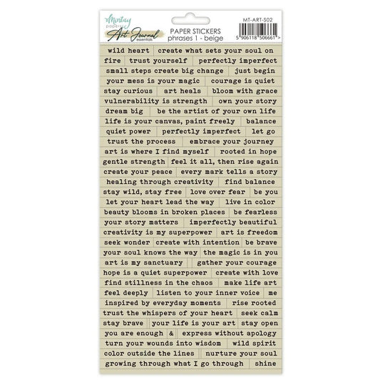 Mintay Art Journal Essentials - Phrases 1 Paper Stickers - Beige