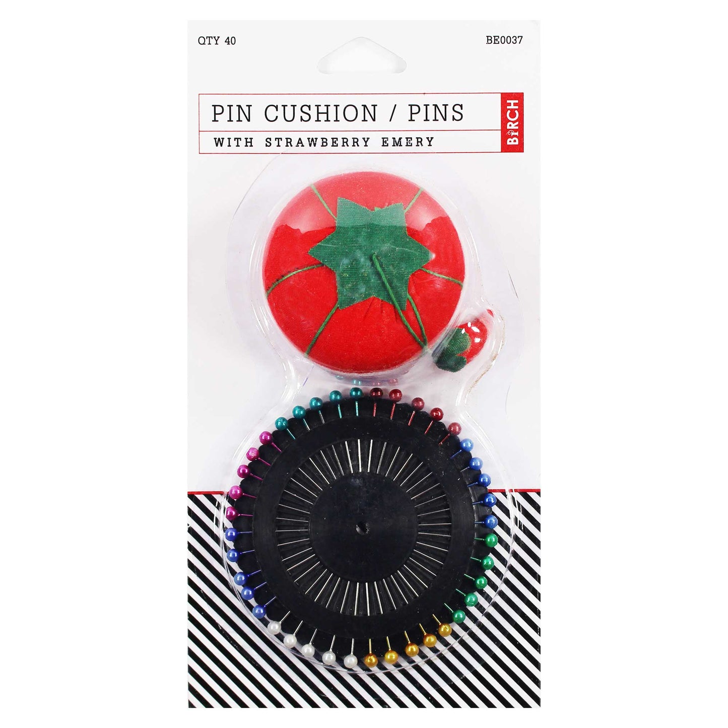 Birch Sew It Pin Cushion & 40 Pin Wheel