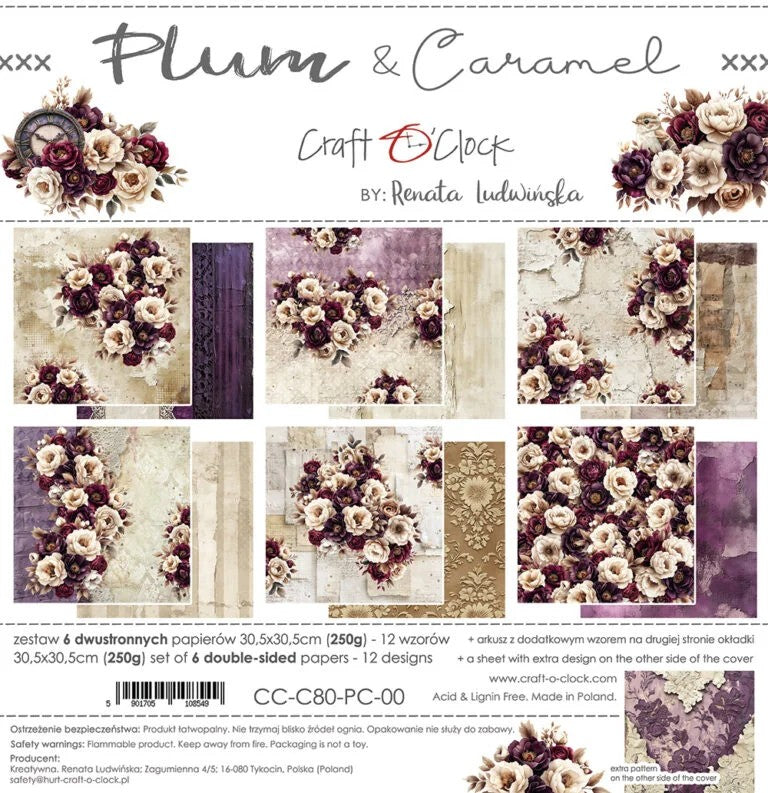 Craft O'Clock Plum & Caramel 12"x12" Paper Collation Pack