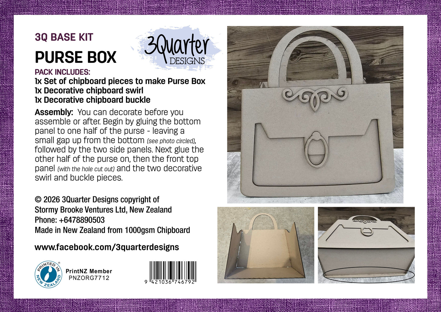 3 Quarter Designs Purse Box Base Kit