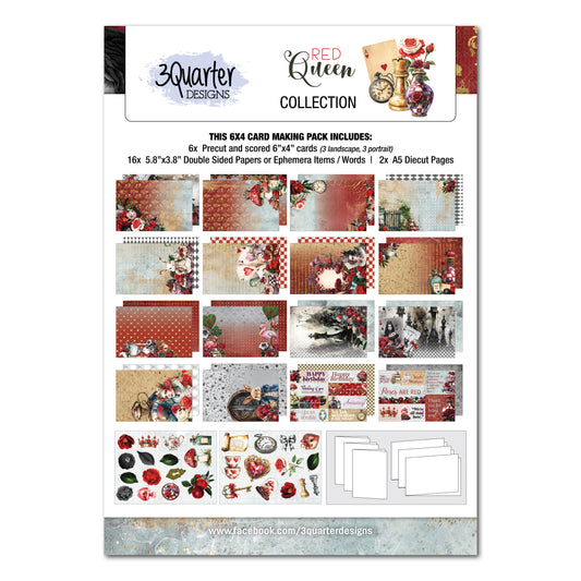 3 Quarter Designs Red Queen 6"x4" Card Making Pack
