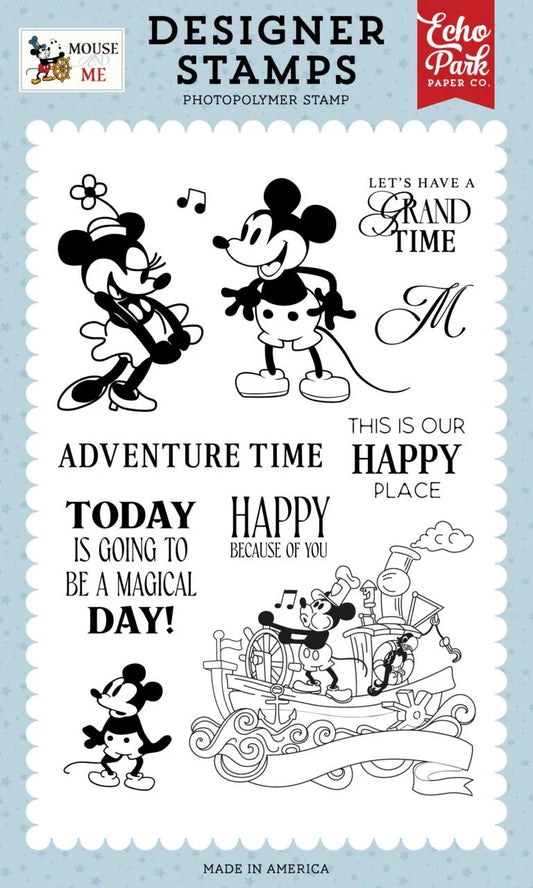 Echo Park Mouse and Me Retro Mouse Pal Designer Stamp Set
