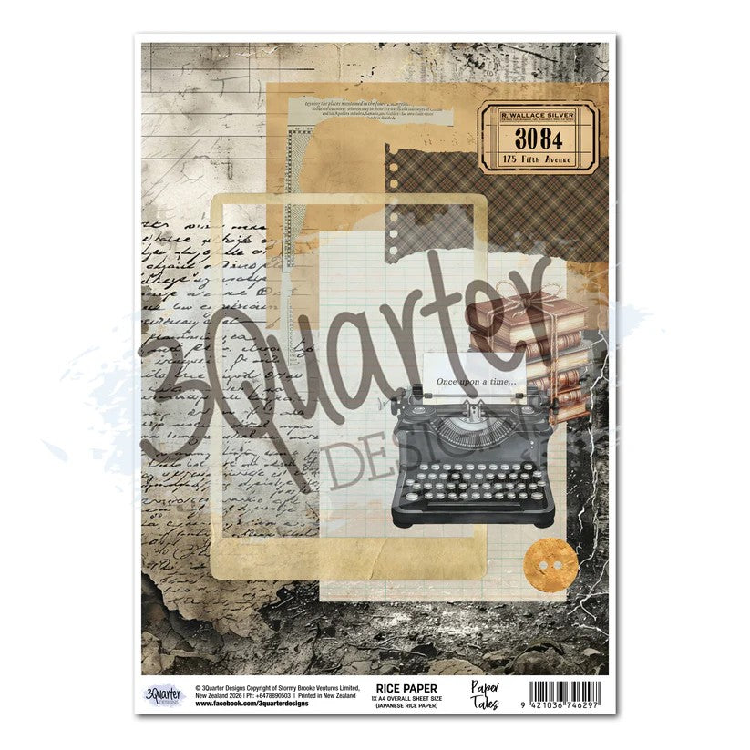 3 Quarter Designs Paper Tales A4 Rice Paper sheet