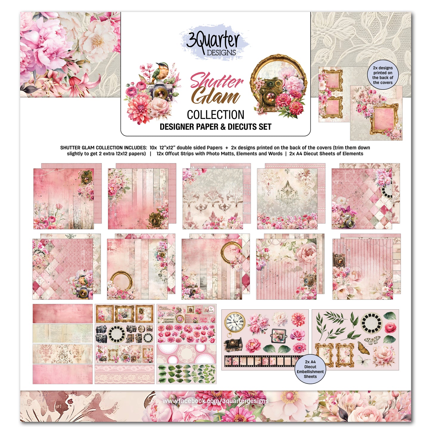 3 Quarter Designs Shutter Glam 12"x12" Paper Collection Pack