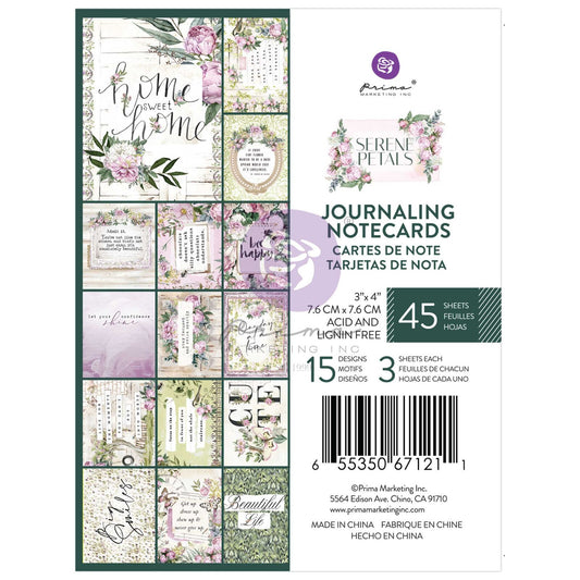Prima Marketing Serene Petals 3"x4" Journaling Cards